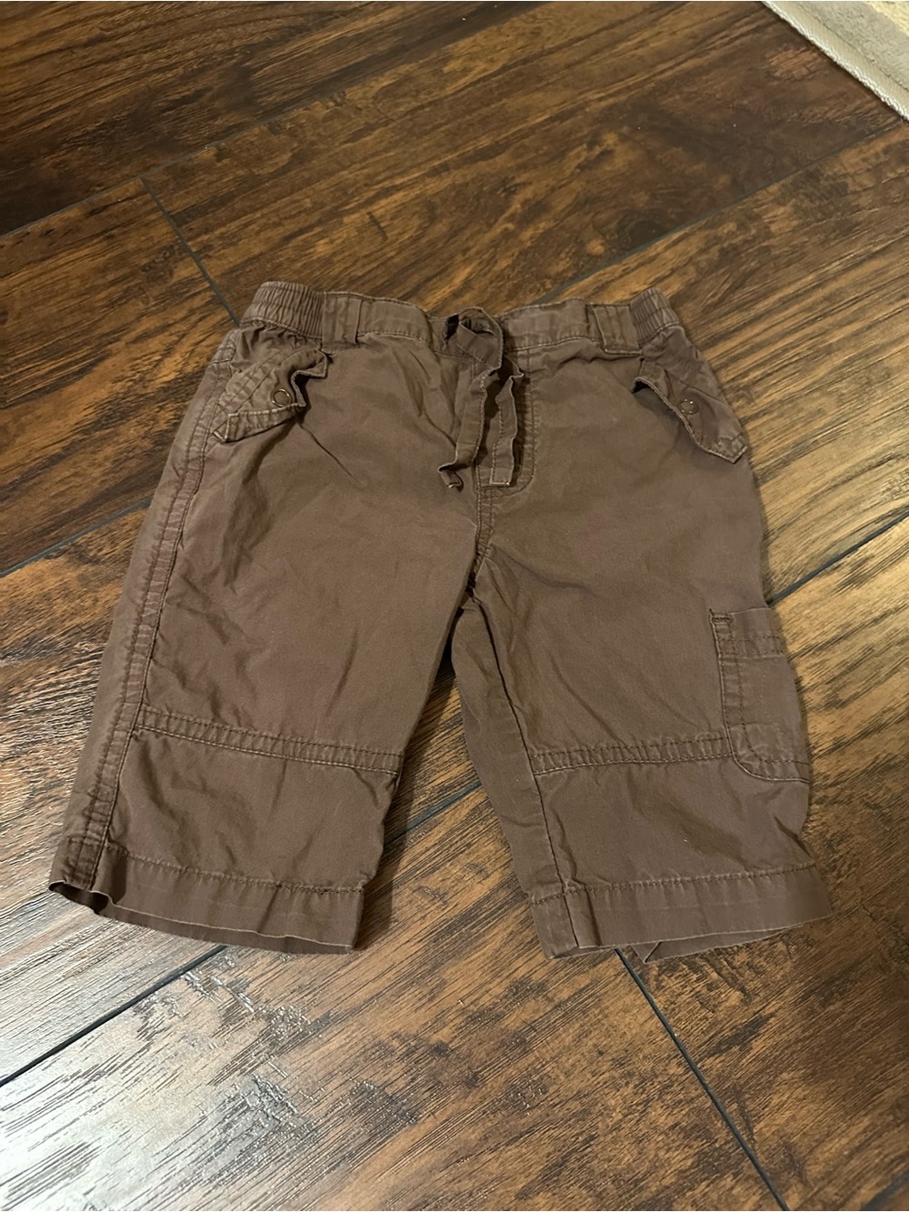 Toddler Brown Utility Cargo Shorts with Drawstring Waist